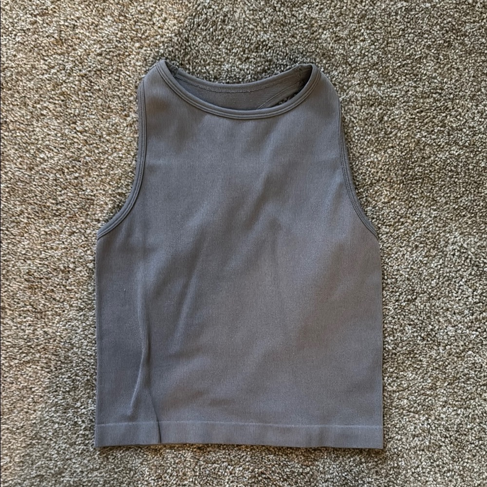 Free People Gray High Neck Sleeveless Crop Top